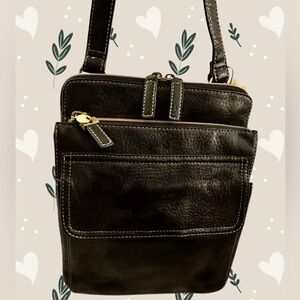 Relic Black Leather Crossbody